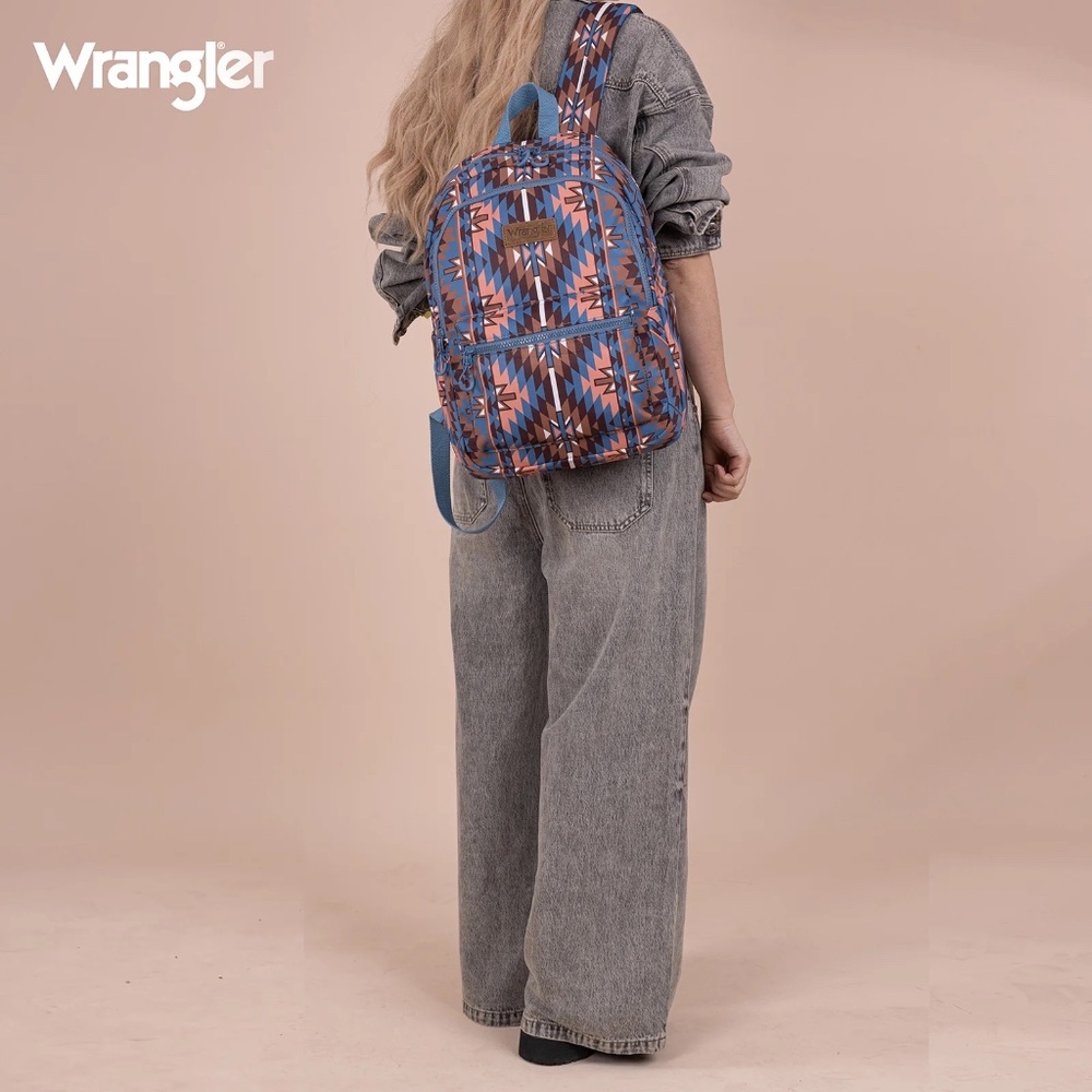 Wrangler Aztec Print Backpack -Navy NWT - Picture 2 of 5